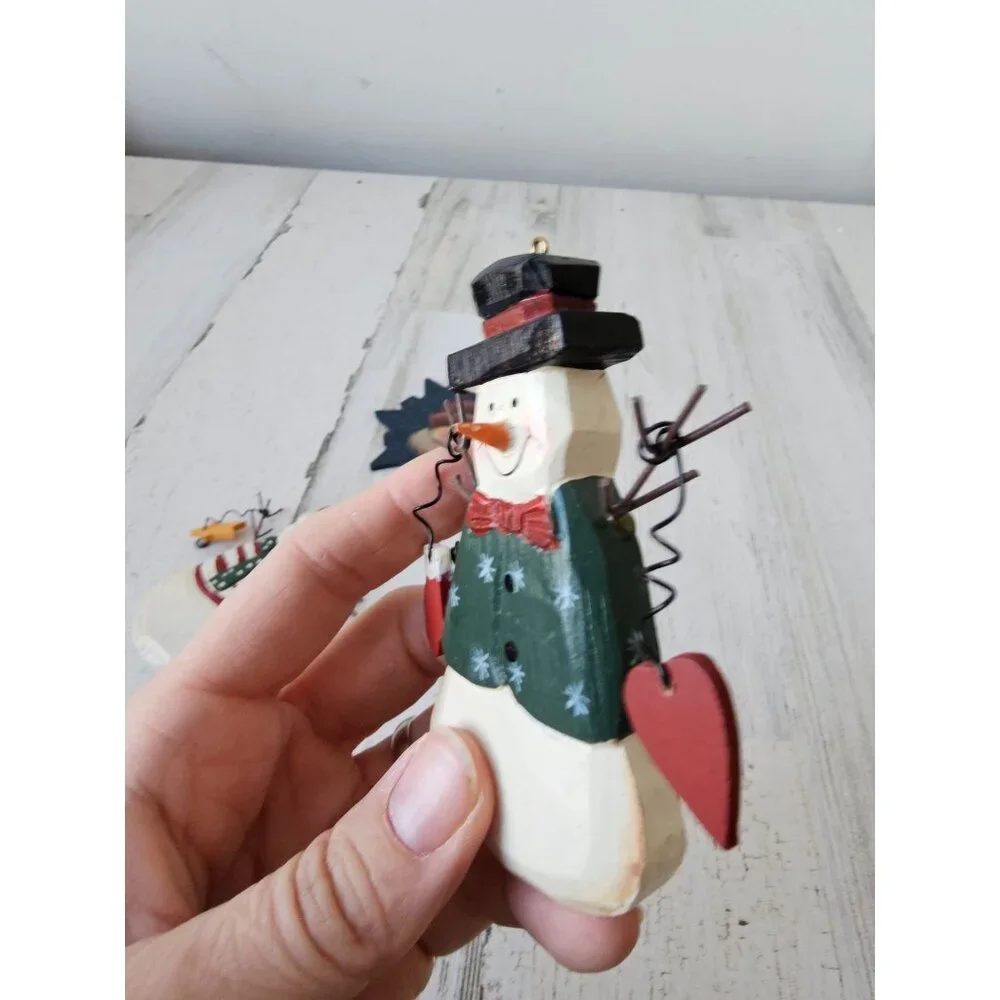 Wooden snowman mitten ornament star Xmas tree set‎ ornaments